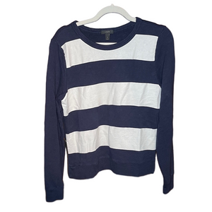 J. Crew Navy and Cream Striped Pullover Sweater Size Medium